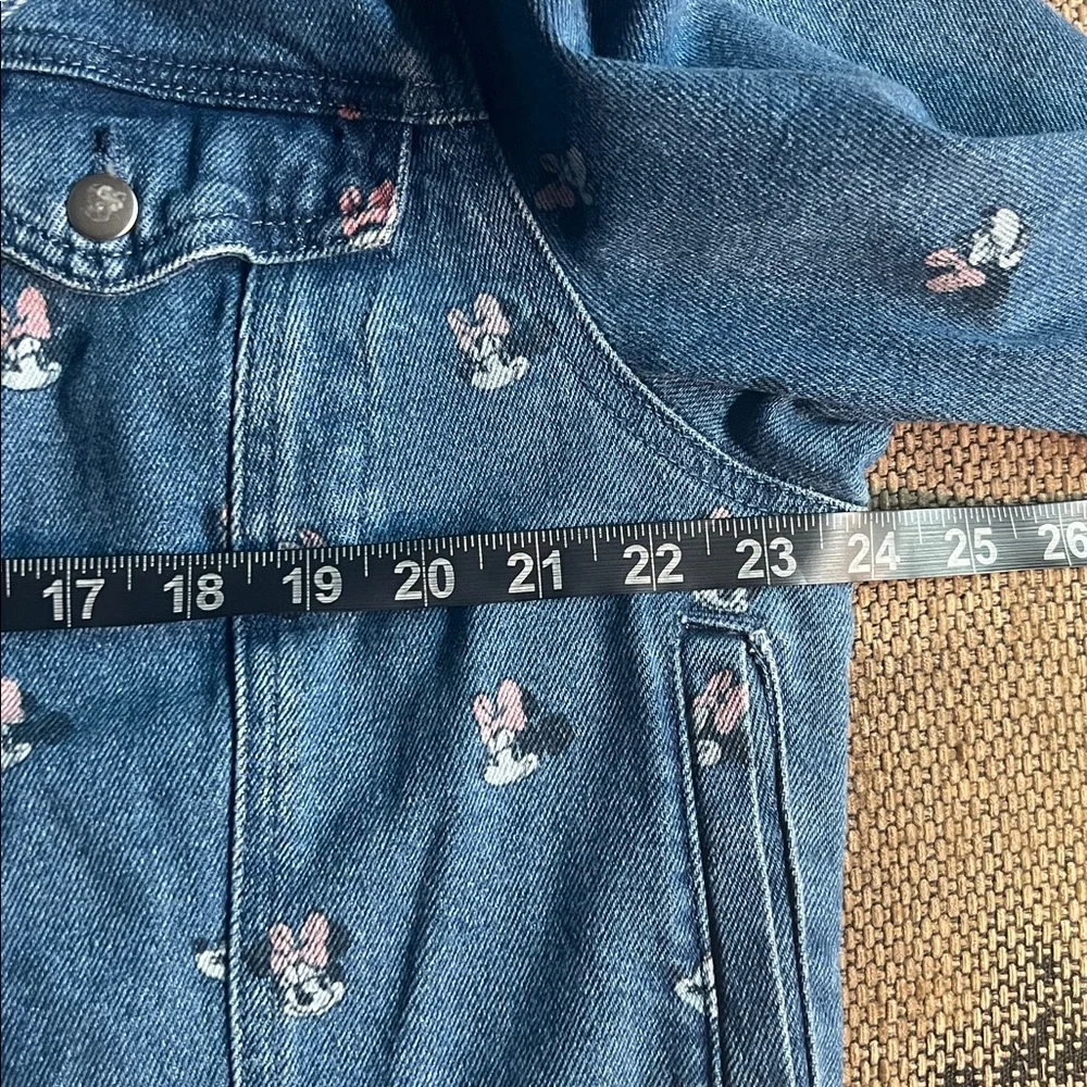 Disney womens Minnie Mouse XL Blue‎ Floral cropped jean trucker Jacket